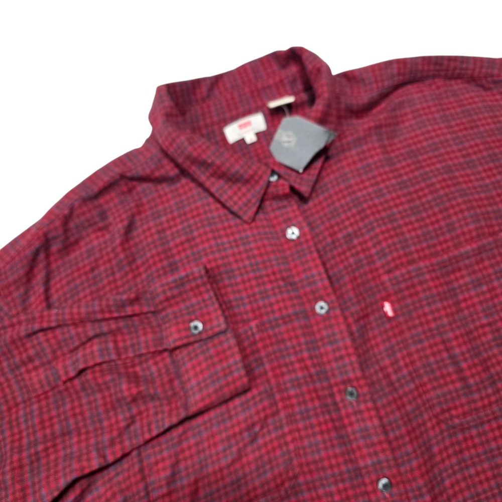 Levi's Button Up Shirt Women 3X Red Plaid Flannel Long Sleeve‎ Cotton Casual